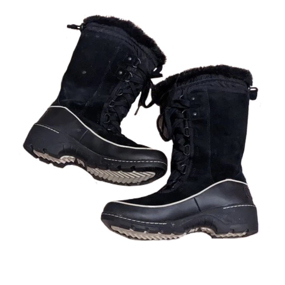 Sorel Tivoli III High Black Suede Leather Mid-Calf Lace Up Winter Snow Boots - Picture 6 of 14